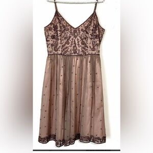 Adrianna Papell Blush Embroidered Gown